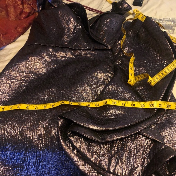 Mac Duggal Off Shoulder Metallic Amethyst Side Ruffle Cocktail Dress Size 14 - Picture 15 of 16